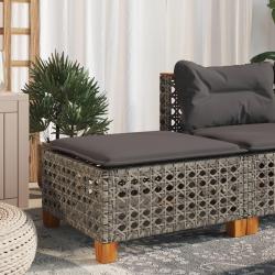 Tabouret de jardin et coussin gris 63,5x56x32 cm résine tressée alsavelo