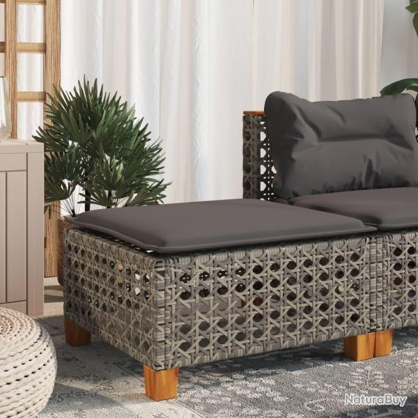 Tabouret de jardin et coussin gris 63,5x56x32 cm rsine tresse alsavelo