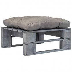 Repose-pied palette de jardin avec coussin en gris gris bois alsavelo