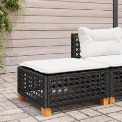 Tabouret de jardin et coussin noir 63,5x56x32 cm résine tressée alsavelo