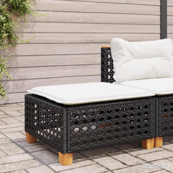 Tabouret de jardin et coussin noir 63,5x56x32 cm rsine tresse alsavelo