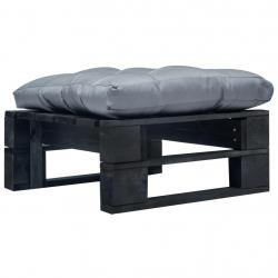 Repose-pied palette de jardin avec coussin gris noir bois alsavelo