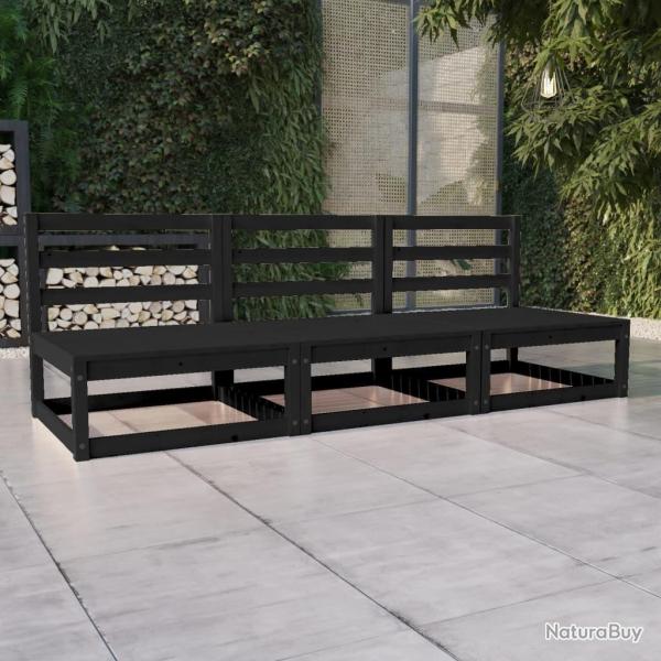 Canap  3 places de jardin Noir Bois de pin solide alsavelo