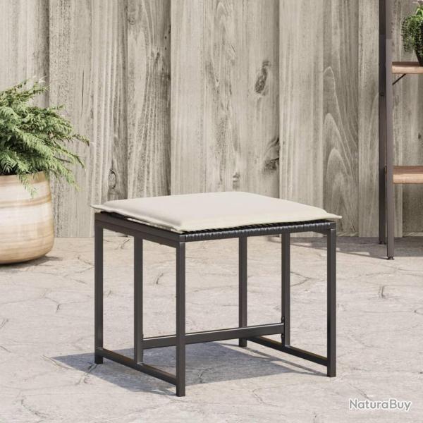 Tabourets de jardin avec coussins lot de 4 noir rsine tresse alsavelo