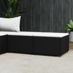 Repose-pieds de jardin et coussins lot de 2 noir résine tressée alsavelo