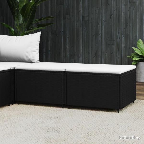 Repose-pieds de jardin et coussins lot de 2 noir rsine tresse alsavelo