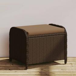 Tabouret de jardin avec coussin brun 58x46x46 cm résine tressée alsavelo