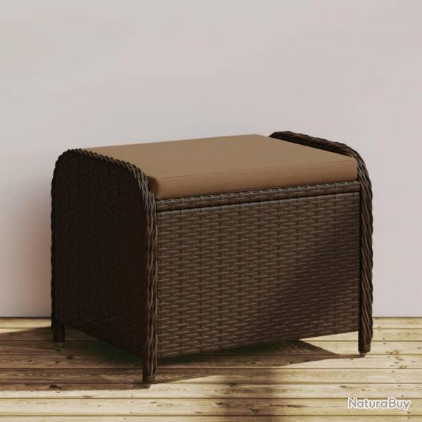 Tabouret de jardin avec coussin brun 58x46x46 cm rsine tresse alsavelo