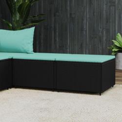 Repose-pieds de jardin et coussins lot de 2 noir résine tressée alsavelo