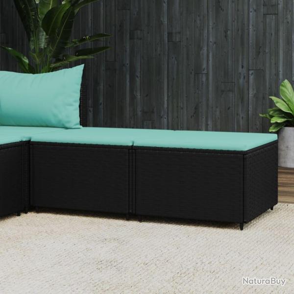 Repose-pieds de jardin et coussins lot de 2 noir rsine tresse alsavelo