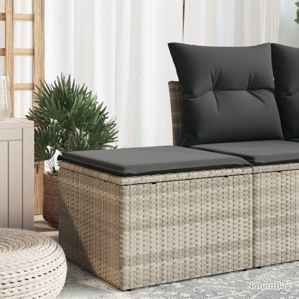 Tabouret de jardin coussin gris clair 55x55x37cm rsine tresse alsavelo