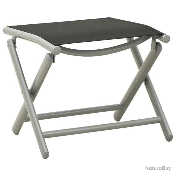 Repose-pied pliable noir et argent textilne et aluminium alsavelo