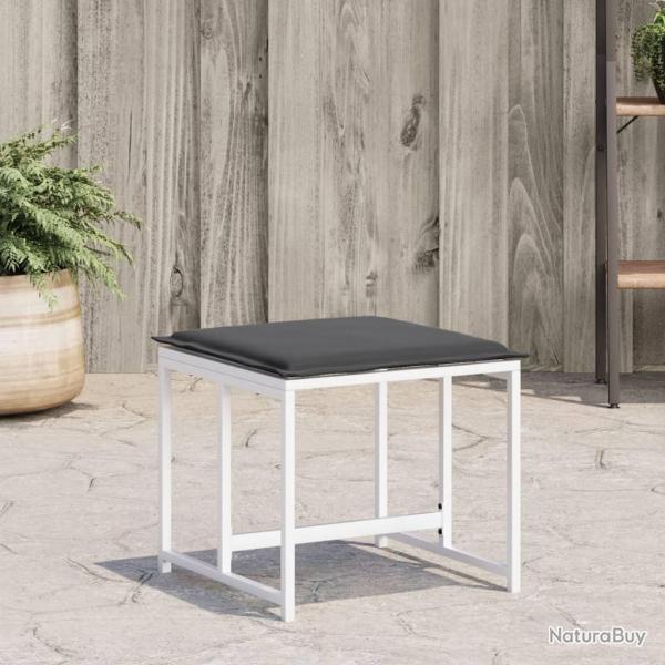 Tabourets de jardin avec coussins 4pcs blanc acier et textilne alsavelo