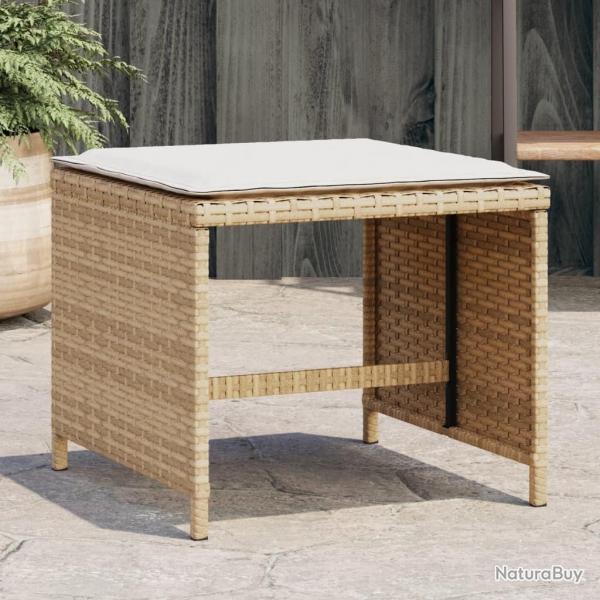 Tabourets de jardin et coussins lot de 4 beige 41x41x36cm rotin alsavelo