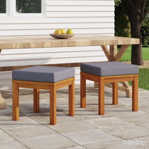 Tabourets de jardin et coussins lot de 2 Acacia solide alsavelo
