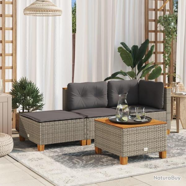 Tabouret de jardin et coussin gris 63,5x56x32 cm rsine tresse alsavelo