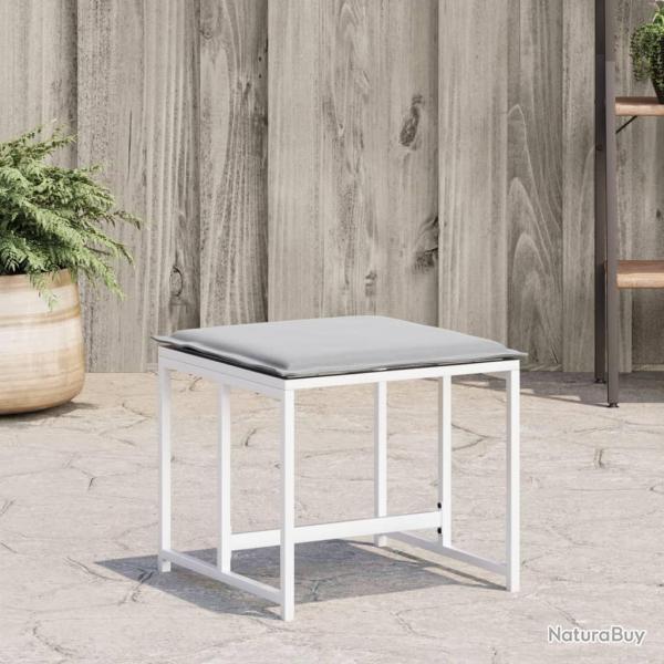 Tabourets de jardin avec coussins 4pcs blanc acier et textilne alsavelo
