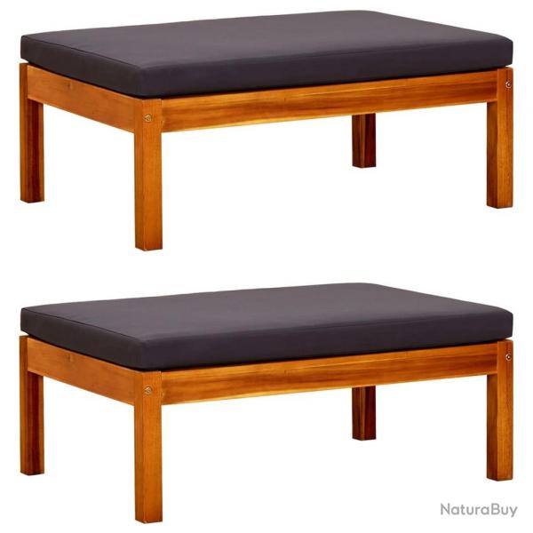 Repose-pieds de jardin lot de 2 Bois d'acacia massif alsavelo