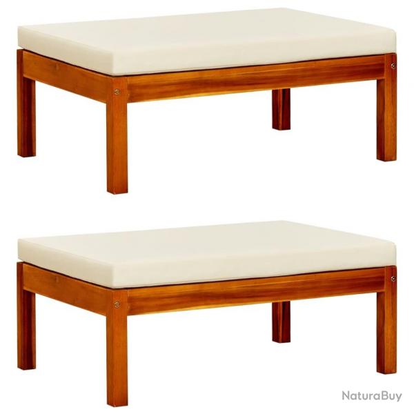 Repose-pieds de jardin lot de 2 Bois d'acacia massif alsavelo