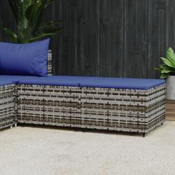 Repose-pieds de jardin et coussins lot de 2 gris résine tressée alsavelo