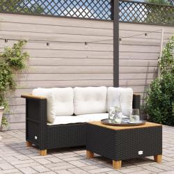 Canapés d'angle de jardin et coussins 2 pcs noir résine tressée alsavelo
