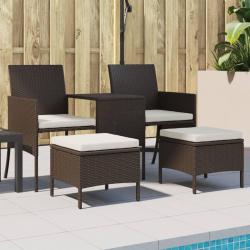 Canapé de jardin 2 places avec table et tabourets marron rotin alsavelo