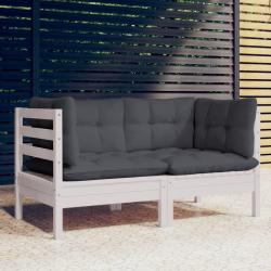 Canapé 2 places de jardin avec coussins anthracite Bois de pin alsavelo