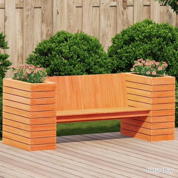 Banc avec jardinires cire marron 167,5x60x65cm bois massif pin alsavelo
