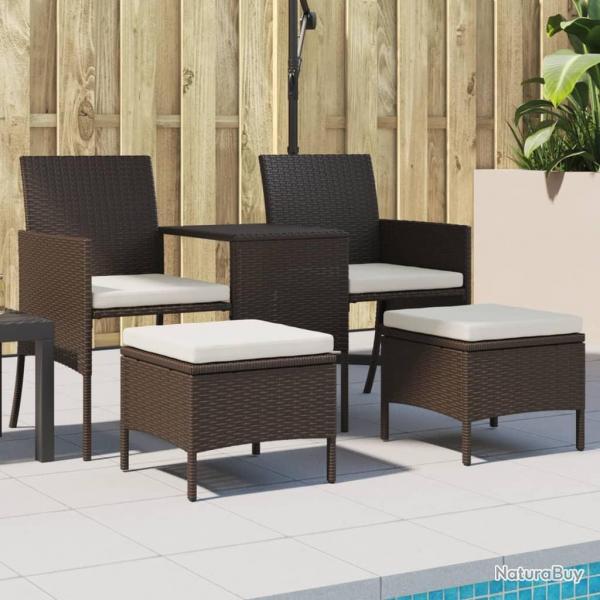 Canap de jardin table  th et tabourets Rsine tresse Marron alsavelo