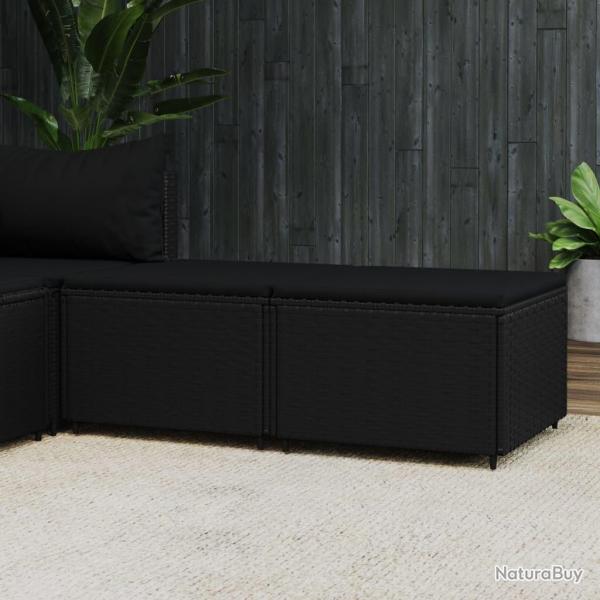 Repose-pieds de jardin et coussins lot de 2 noir rsine tresse alsavelo