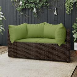 Canapés d'angle de jardin et coussins2pcs marron résine tressée alsavelo
