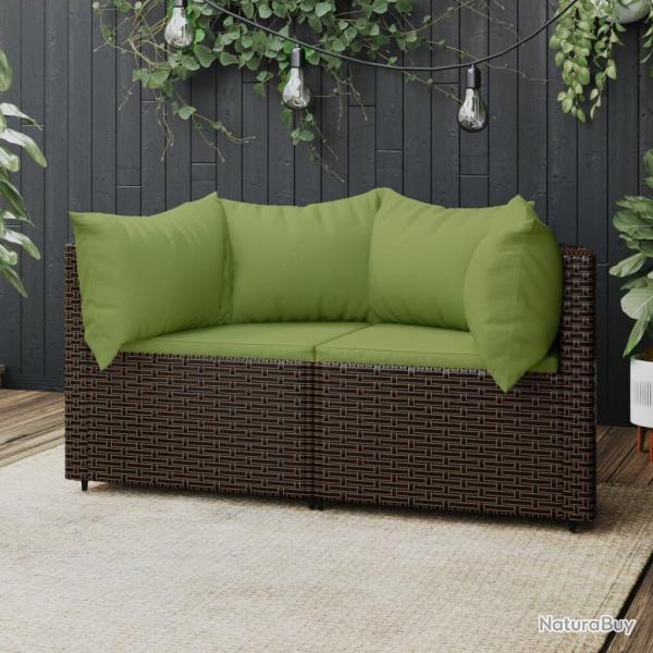 Canaps d'angle de jardin et coussins2pcs marron rsine tresse alsavelo
