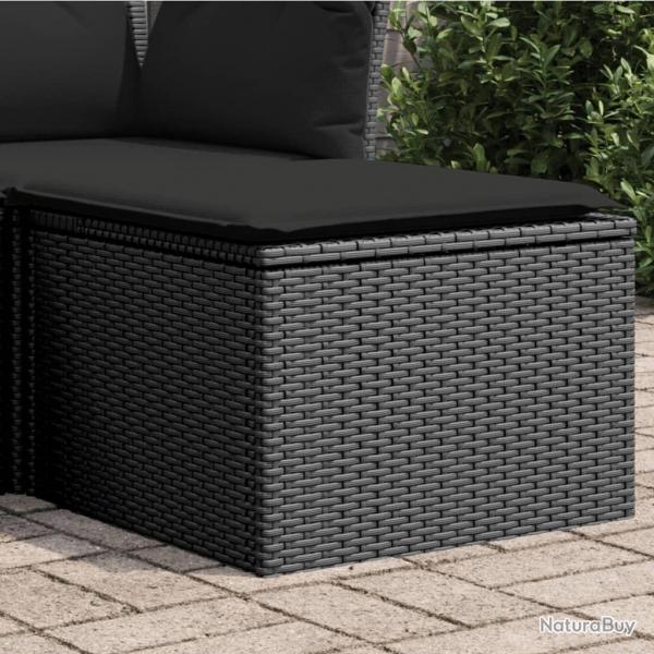Tabouret de jardin avec coussin noir 55x55x37 cm rsine tresse alsavelo