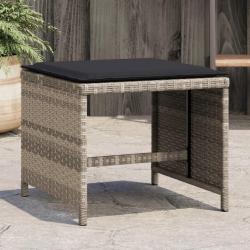 Tabourets de jardin coussins lot de 4 gris clair résine tressée alsavelo