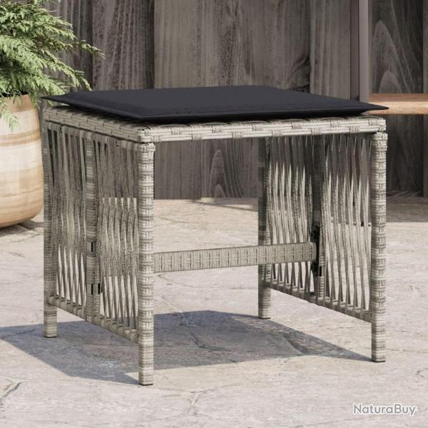 Tabourets de jardin et coussins lot de 4 gris clair 41x41x36 cm alsavelo