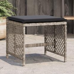 Tabourets de jardin et coussins lot de 4 gris clair 41x41x36 cm alsavelo