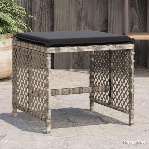Tabourets de jardin et coussins lot de 4 gris clair 41x41x36 cm alsavelo