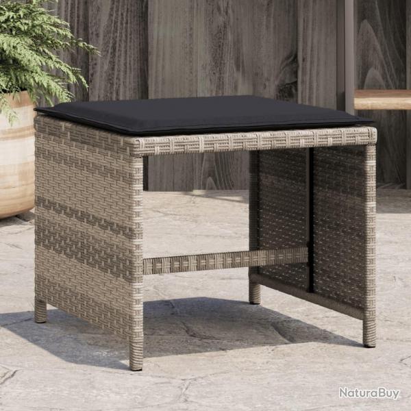 Tabourets de jardin et coussins lot de 4 gris clair 41x41x36 cm alsavelo