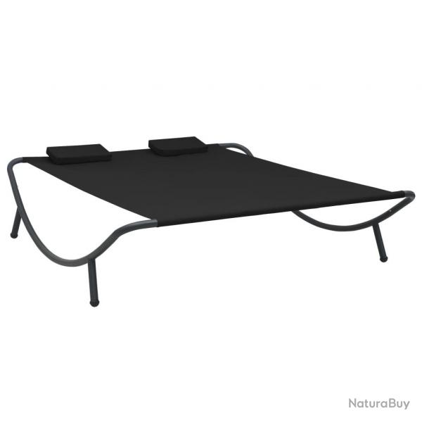 Chaise longue d'extrieur tissu noir alsavelo