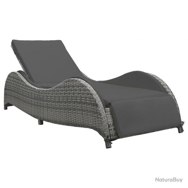 Chaise longue avec coussin Rsine tresse Anthracite alsavelo