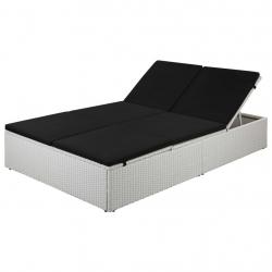 Chaise longue avec coussin Résine tressée Noir alsavelo
