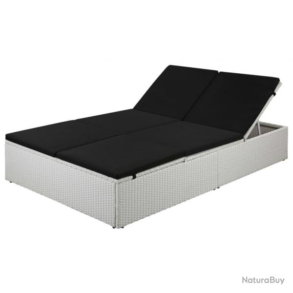 Chaise longue avec coussin Rsine tresse Noir alsavelo