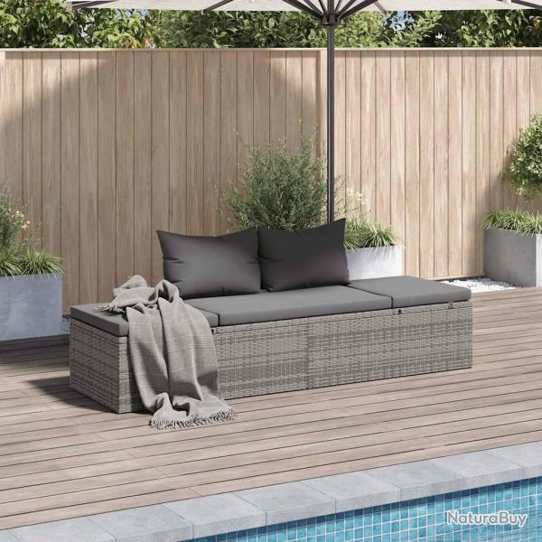 Lit de jardin Gris 195x60 cm Rsine tresse alsavelo
