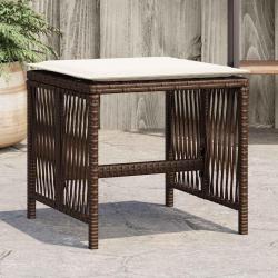 Tabourets de jardin et coussins lot de 4 marron résine tressée alsavelo
