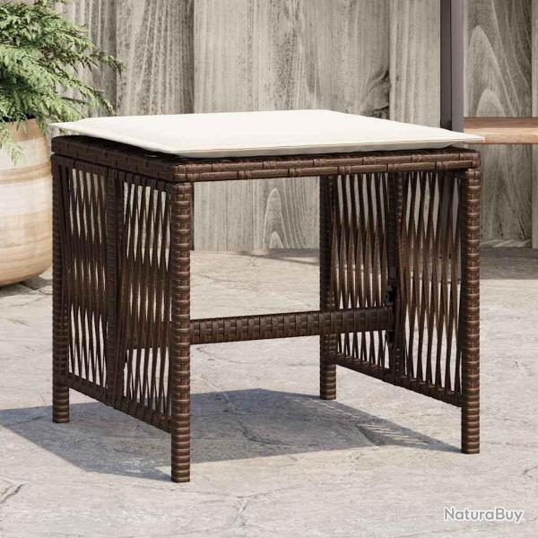 Tabourets de jardin et coussins lot de 4 marron rsine tresse alsavelo