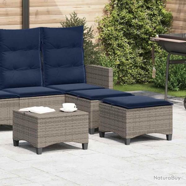 Tabourets jardin coussins 2 pcs gris 55x55x36 cm rsine tresse alsavelo