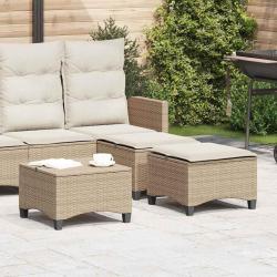 Tabourets jardin coussins 2pcs beige 55x55x36 cm résine tressée alsavelo