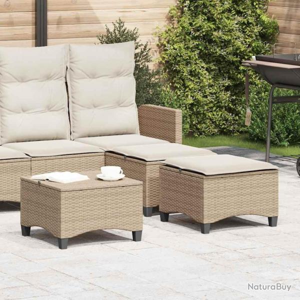 Tabourets jardin coussins 2pcs beige 55x55x36 cm rsine tresse alsavelo