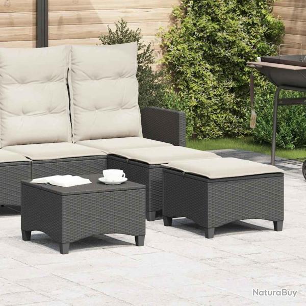 Tabourets jardin coussins 2 pcs noir 55x55x36 cm rsine tresse alsavelo