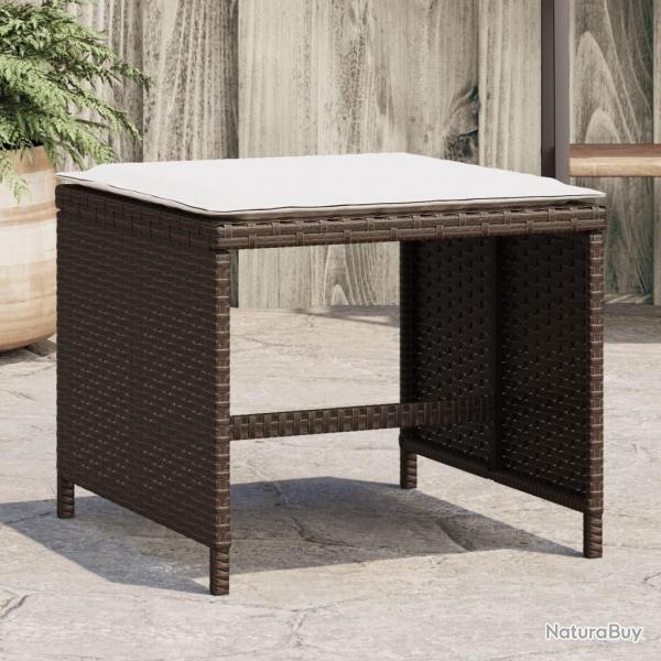 Tabourets de jardin avec coussins 4pcs marron 40x40x35 cm rotin alsavelo